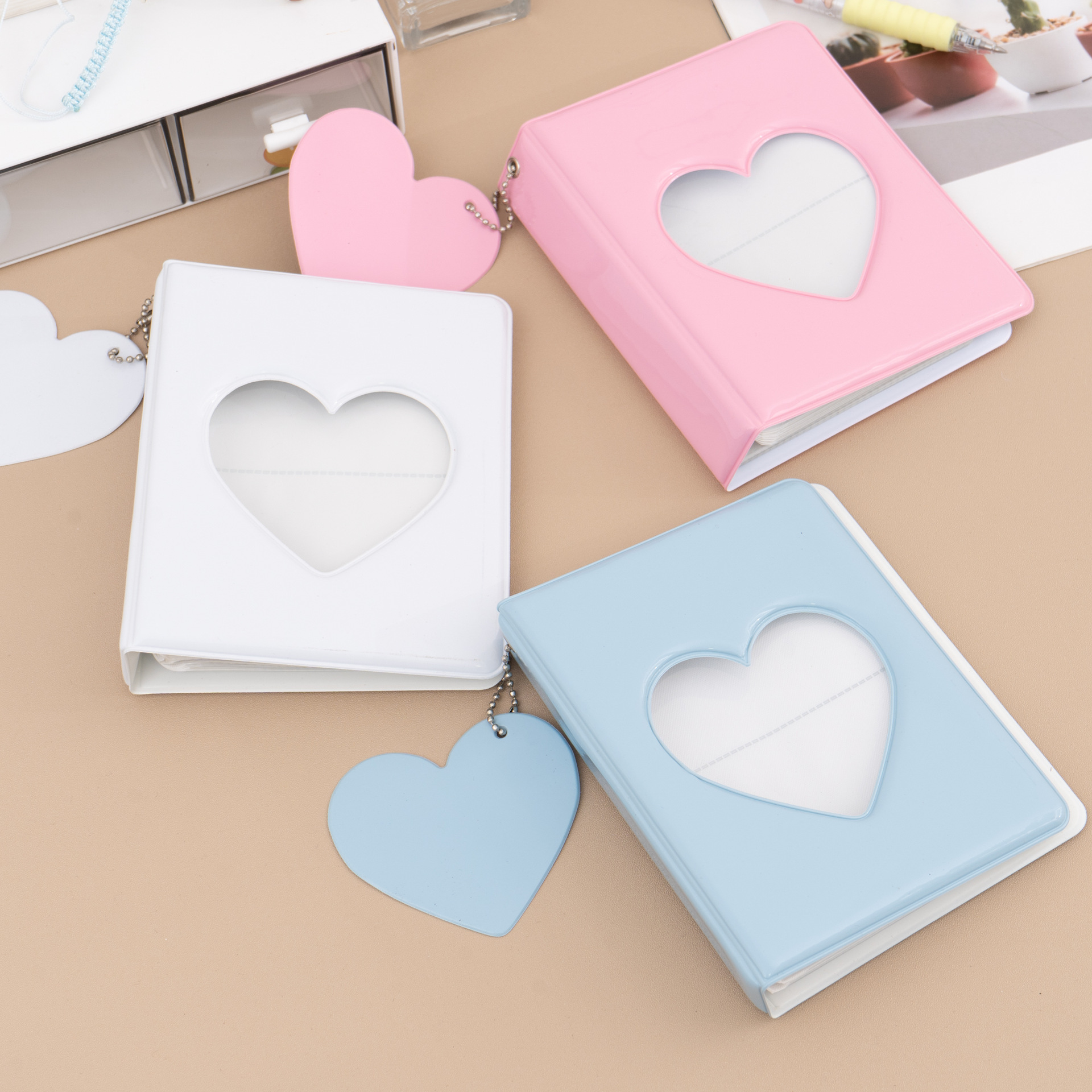 Heart Love Hollow Photocard Holder Album Pockets Mini Card Binder For Idol Pictures Storage Case black