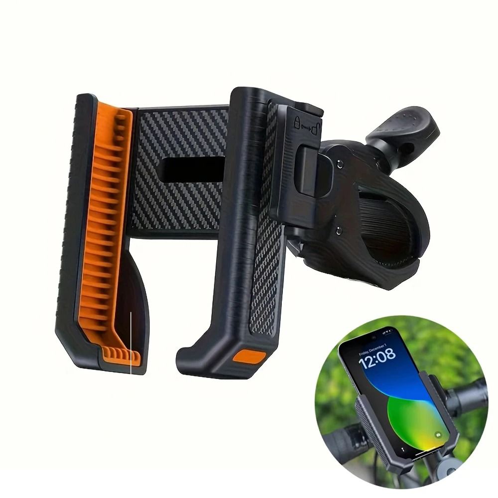 Shockproof Mechanical Bike & Motorcycle Phone Mount orange