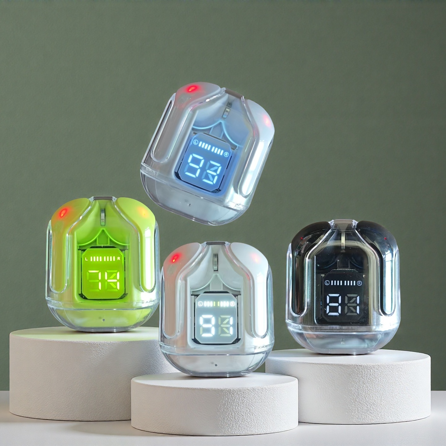 Transparent Wireless Bluetooth Headset HIFI Sound Wireless Earphones green