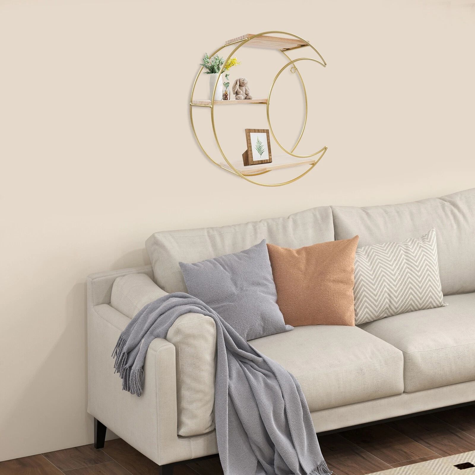 Storage Display Rack, 3 tier Round+ Moon Wall Mounted Shelf Storage Display Rack, 3 tier Round+ Moon Wall Mounted Shelf