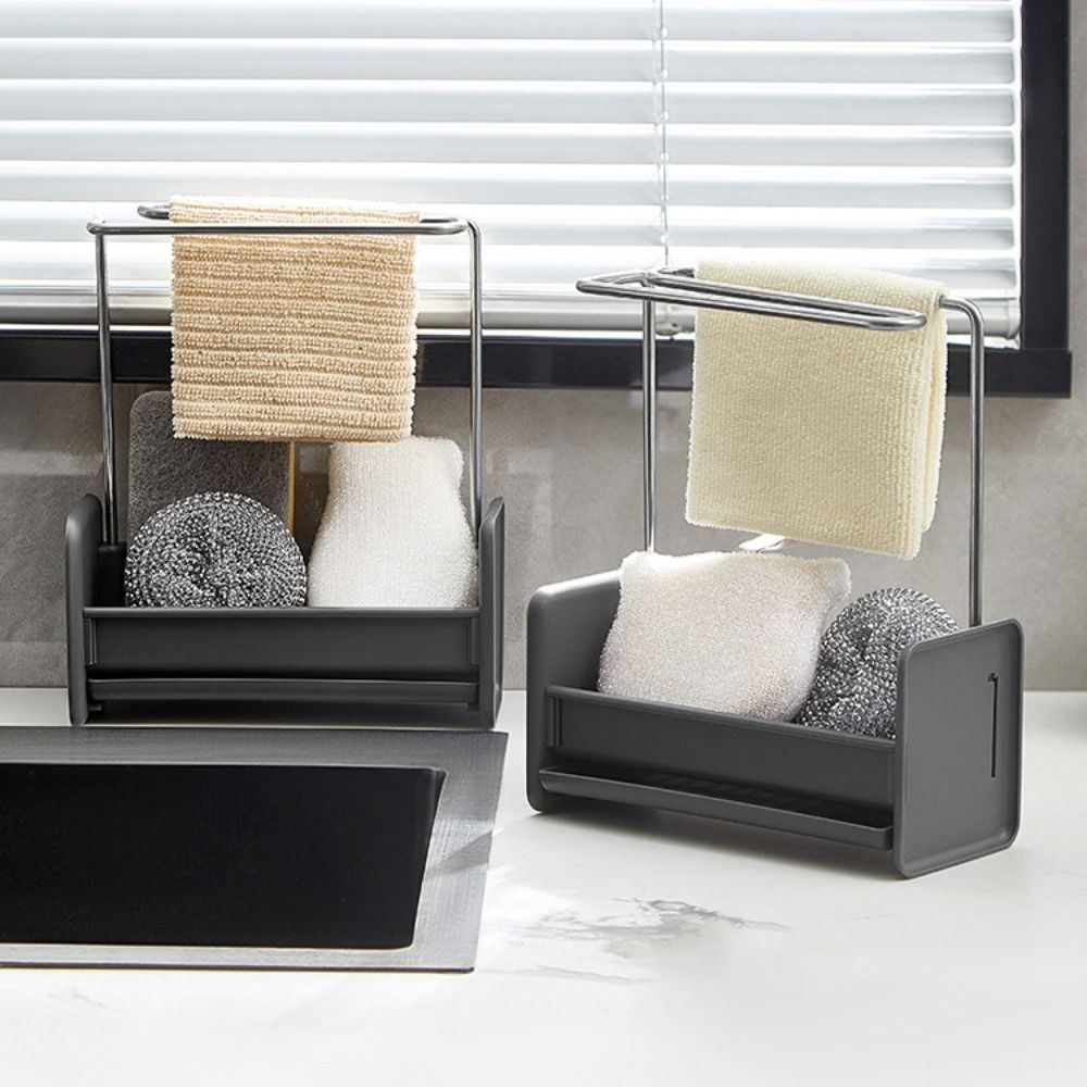 Urable Dishcloth Towel Rack Kitchen, Multipurpose Sink Shelf, New Plastic Kitchen Sink Drain Rack 2pc