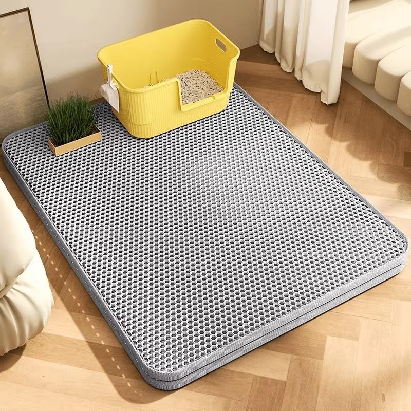 Extra Large Cat Litter Mat Heavy Duty Waterproof 2 Layer Non Slip Washable Floor Protector gray 15.75x19.69in