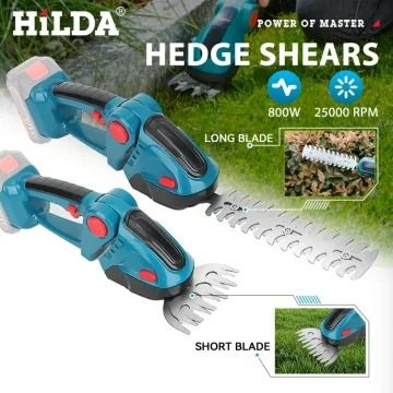 HILDA 2 in 1 Electric Hedge Trimmer Professional Cordless Shrub Mower & Pruning Shear For Makita 18V Battery HILDA 2 in 1 Electric Hedge Trimmer Professional Cordless Shrub Mower & Pruning Shear For Makita 18V Battery