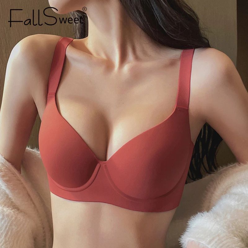 FallSweet CurveLift Plus Size Push Up Bra Seamless Underwire Support With Thin Cups burgundy 40 d