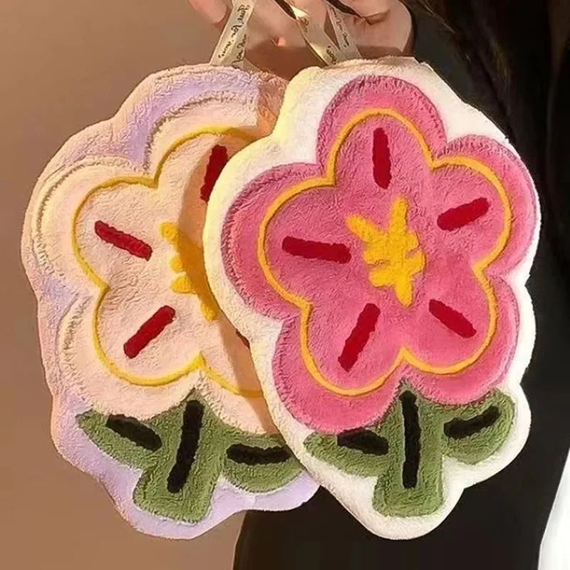 Flower Shaped Super Absorbent Hand Towel Cleaning Cloth yellow