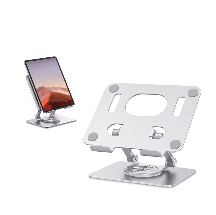 Adjustable Tablet Stand With 360 Degree Swivel Base Universal Holder For IPad Samsung Tablets silver
