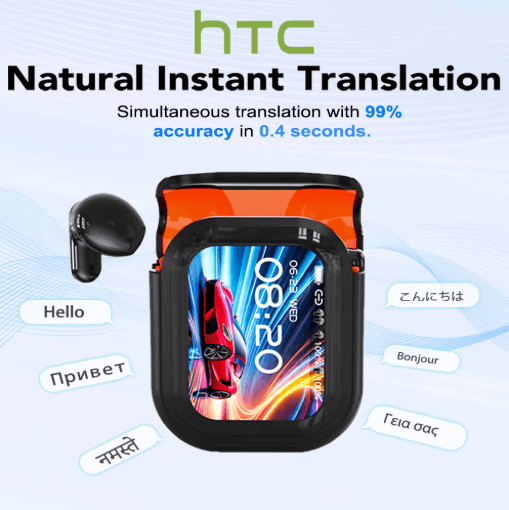 HTC NE20 AI Translator Wireless Earbuds Bluetooth 6.0 Waterproof Headphones black