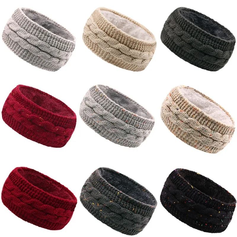 Velvet Lined Thermal Knitted Winter Headband black