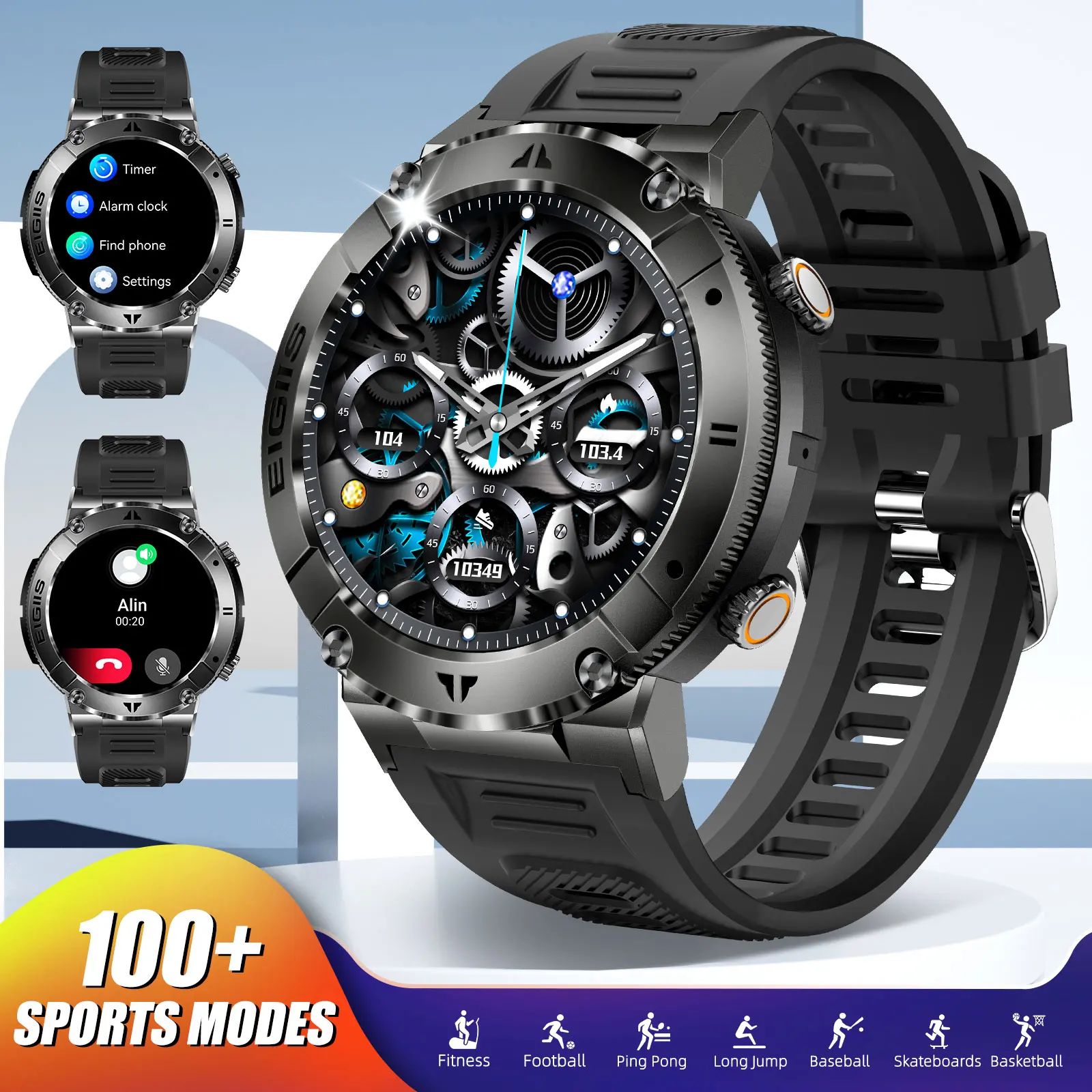 LaNikar Bluetooth Calling Fitness Smartwatch add Grey Camouflage