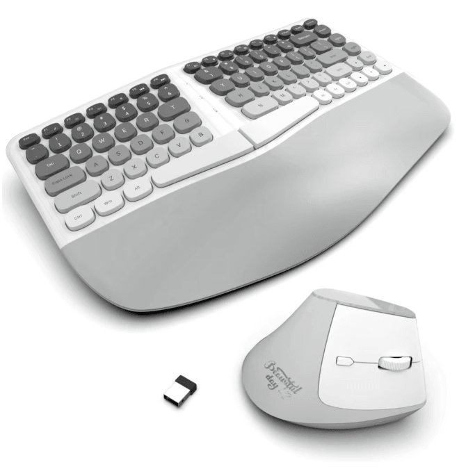 Jomaa Ergonomic Split Keyboard And Wireless Mouse Set With Wrist Rest gray Russia