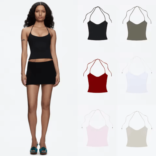 Open Back Halter Camisole With Metal Accents Stretchy Sexy Summer Tank For Women red xs(us 2)