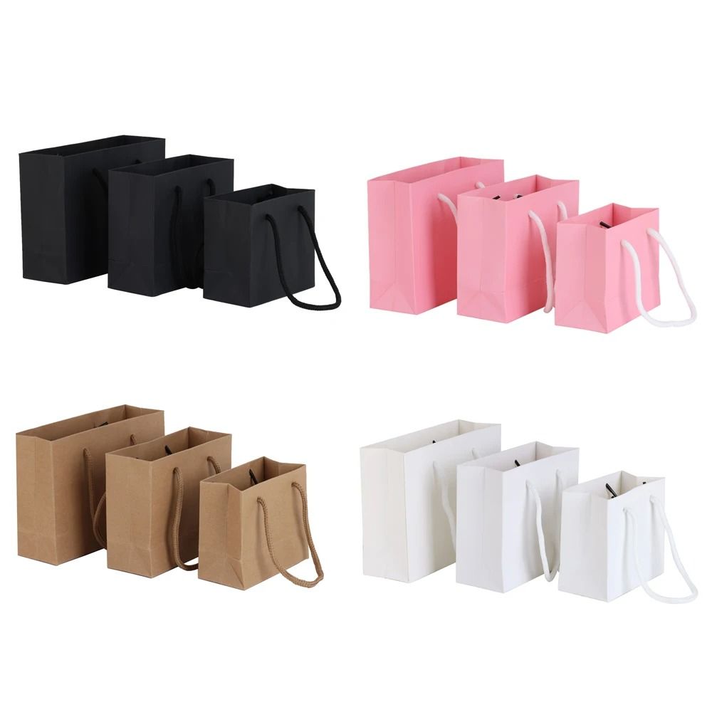 Portable Hardpaper Gift Bags Simple Jewelry & Business Packaging white s