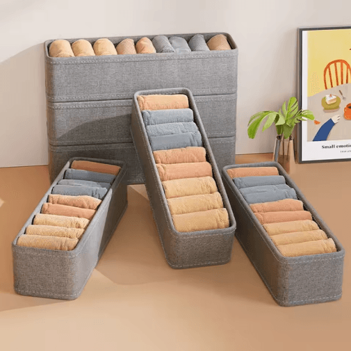 Foldable Drawer Organizer Box Set For Clothes And Wardrobe Storage grey 1pcs
