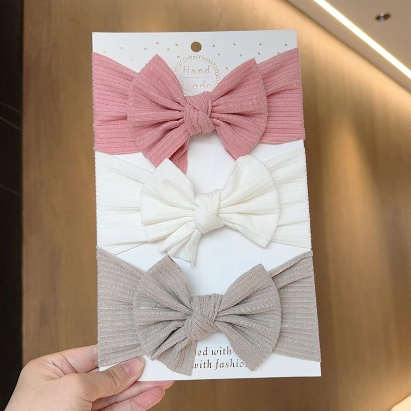 SoftStretch Baby Girl Bow Headbands 3 Pack Newborn Turban Hair Wrap Set a055 11