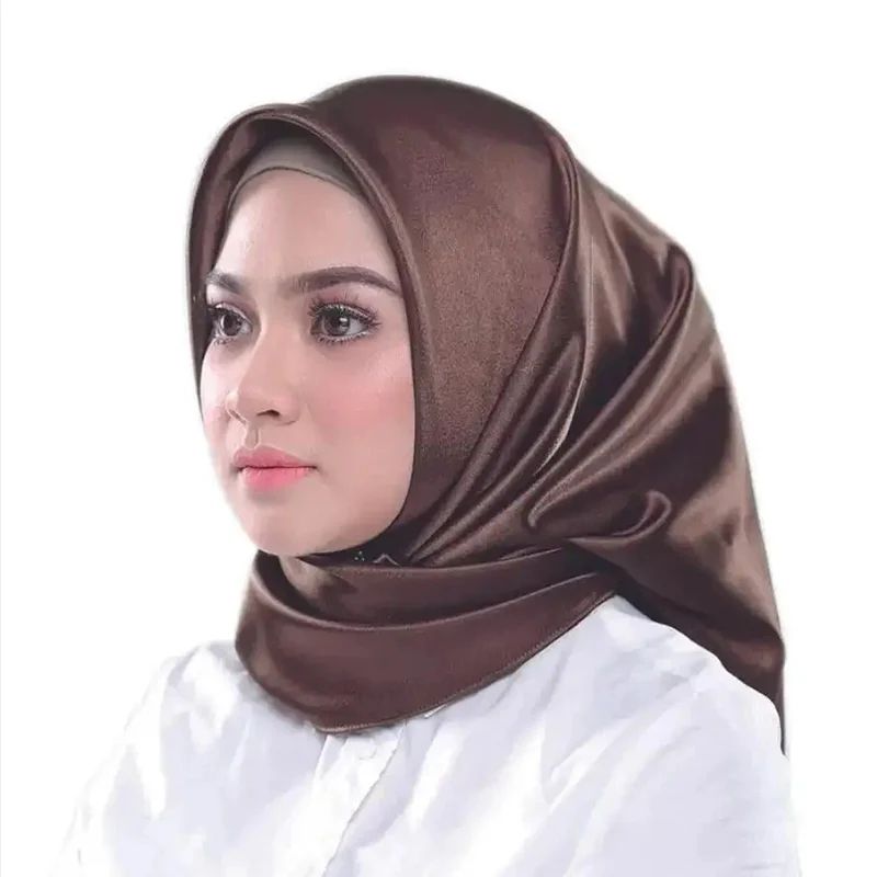 35.4in Elegant Satin Silk Square Hijab Scarf Solid Color Muslim Headscarf & Turban Wrap yw102 23