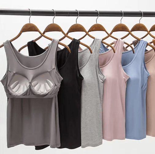 Womens Tank Top With Built In Bra Padded Slim Fit Summer Vest white l(us 08 10)