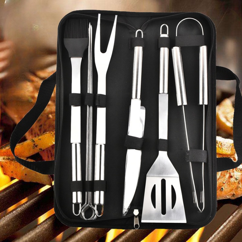 Stainless Steel BBQ Tool Set With Portable Storage Bag Ultimate Outdoor Barbecue Set For Grilling Enthusiasts 3 piece Set