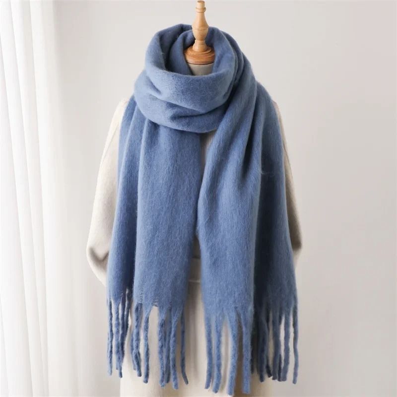 Cashmere Pashmina Winter Scarf For Women With Tassel Wrap gray