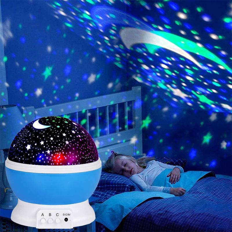 Rotating Starry Sky Galaxy Projector Night Light For Kids LED Moon & Stars Nursery Ceiling Projector Lamp pink usb Plug