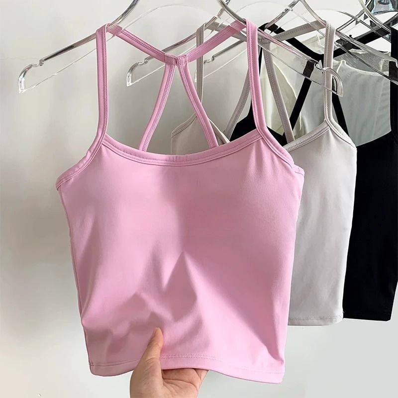 FlexGlow Nude Sports Bra Slim Fit Yoga Fitness Vest pink s