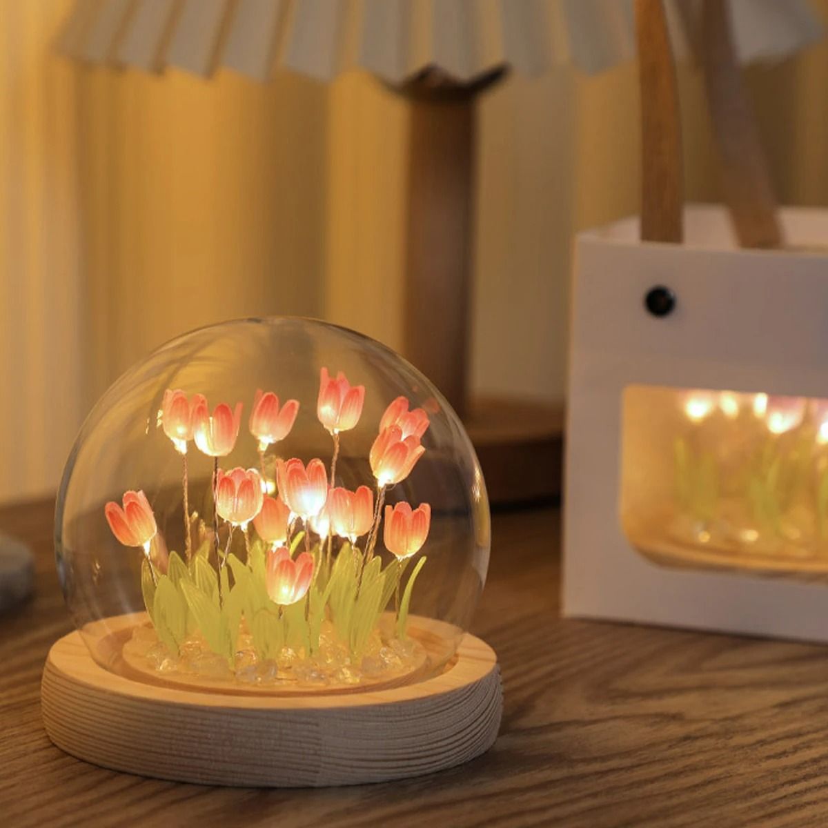 10 Piece DIY Tulip Flower Night Light Set pink