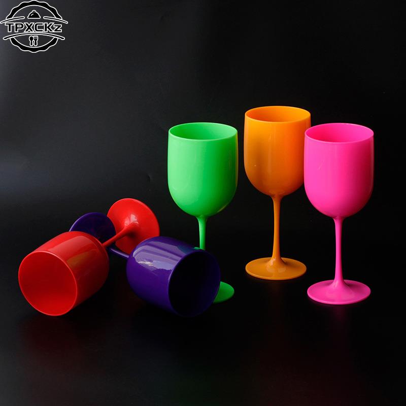 Dishwasher safe Reusable Champagne Glass PP Plastic Wine Glasses For Party Supplies red