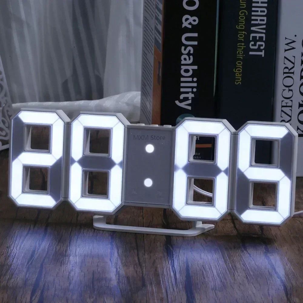 3D LED Digital Clock Wall Decoration 04