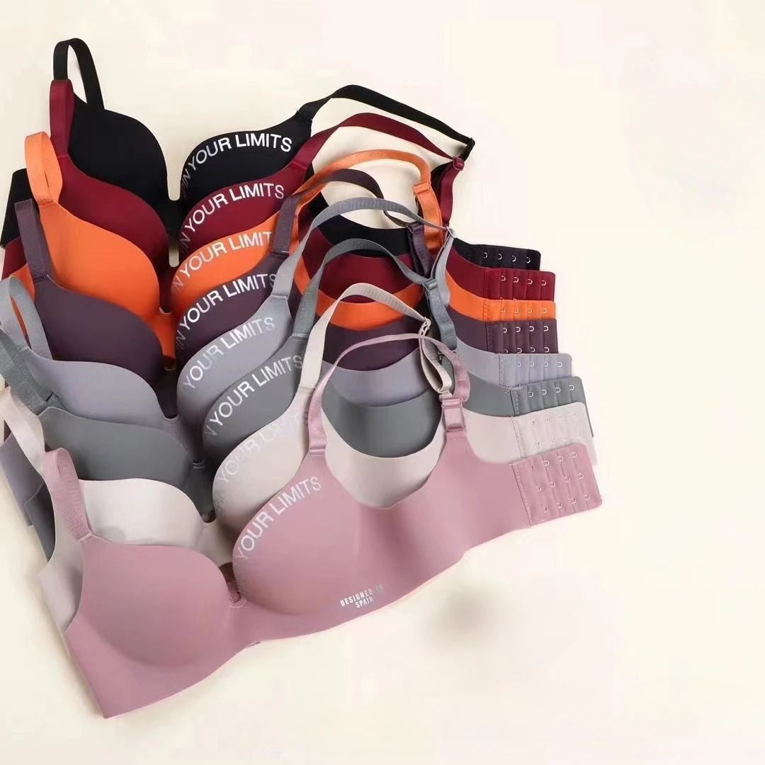 Seamless Floral Wireless Push Up Bralette No Steel Ring Bra orange 36 b