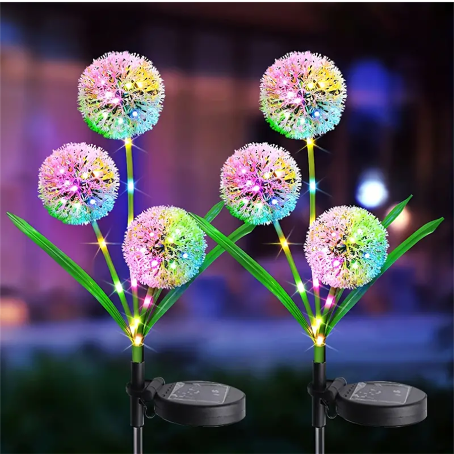 Solar LED Dandelion Garden Light Outdoor Ground Mounted Light For Courtyards, Gardens & Landscape Decor warm White