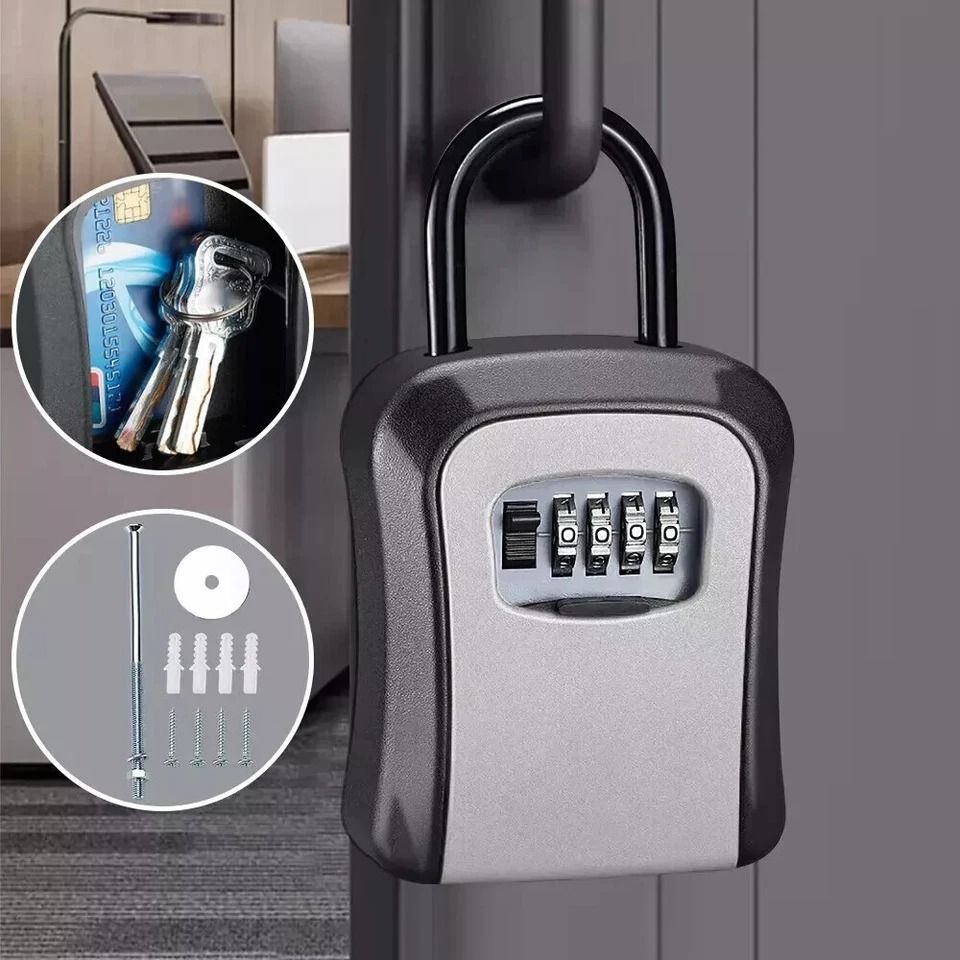Combination Lockbox For House Key, Key Lock Box For Outside, Portable, Wall Mounted Combination Lockbox For House Key, Key Lock Box For Outside, Portable, Wall Mounted