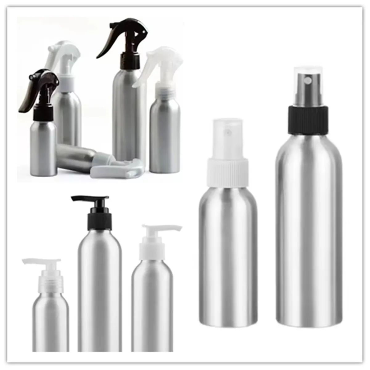 Refillable Aluminum Spray Bottle With Fine Mist Sprayer & Lotion Pump Travel Size 1oz8oz aluminum Black Spray 250ml