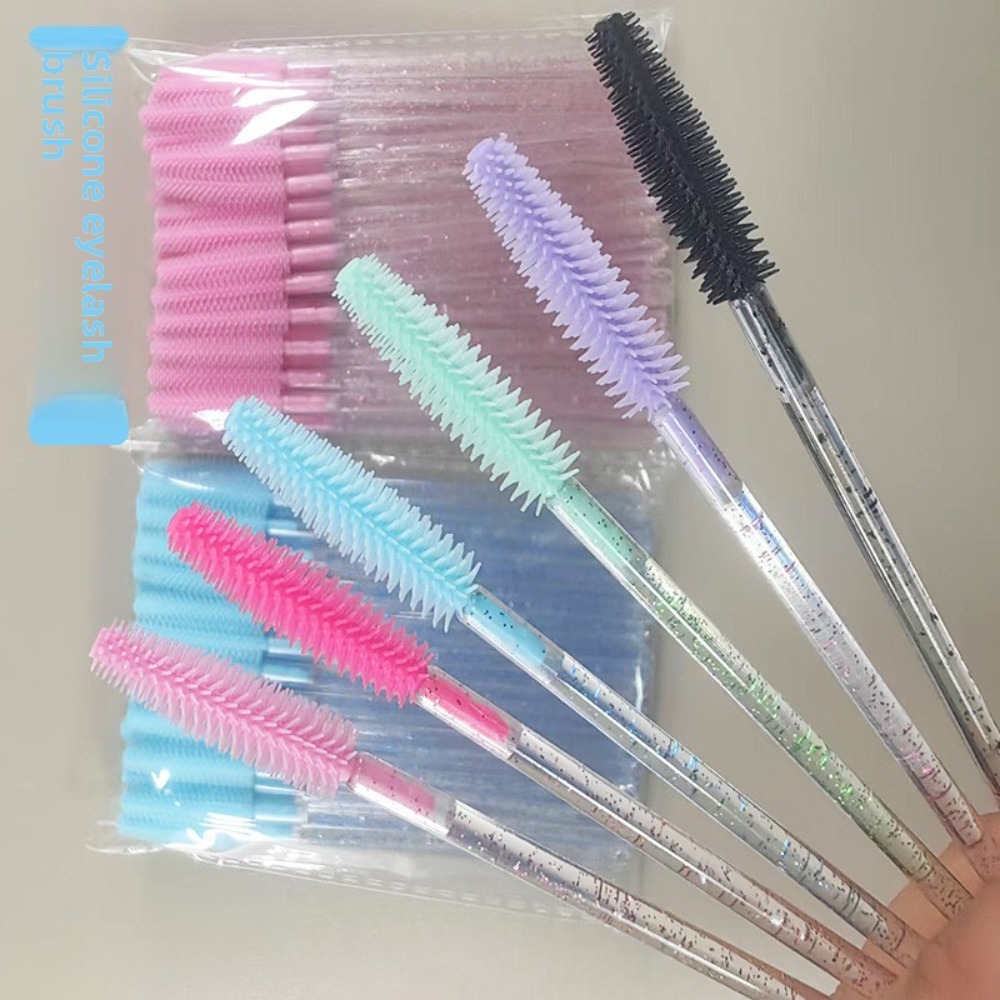 Crystal Silicone Eyelash Brush, Lash Makeup Brushes, Eyebrow Comb, Eyelash Extension Spoolie Microbrush purple