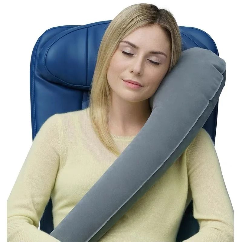 Inflatable Travel Pillow For Car Plane And Train Side Sleeping gray