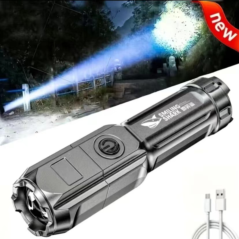 USB Waterproof LED Flashlight, Powerful Rechargeable Zoom, 100000 Lumens Tactical Flashlight For Hunting 1pc