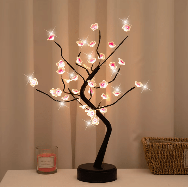 Cherry Blossom Bonsai LED Tree Night Light USB Touch Table Lamp c usb Plug