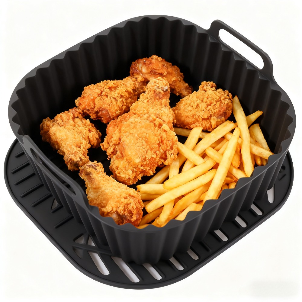 Reusable Air Fryer Silicone Liners Non Stick Basket Mat For Air Fryers, Oven & Microwave Safe Reusable Air Fryer Silicone Liners Non Stick Basket Mat For Air Fryers, Oven & Microwave Safe