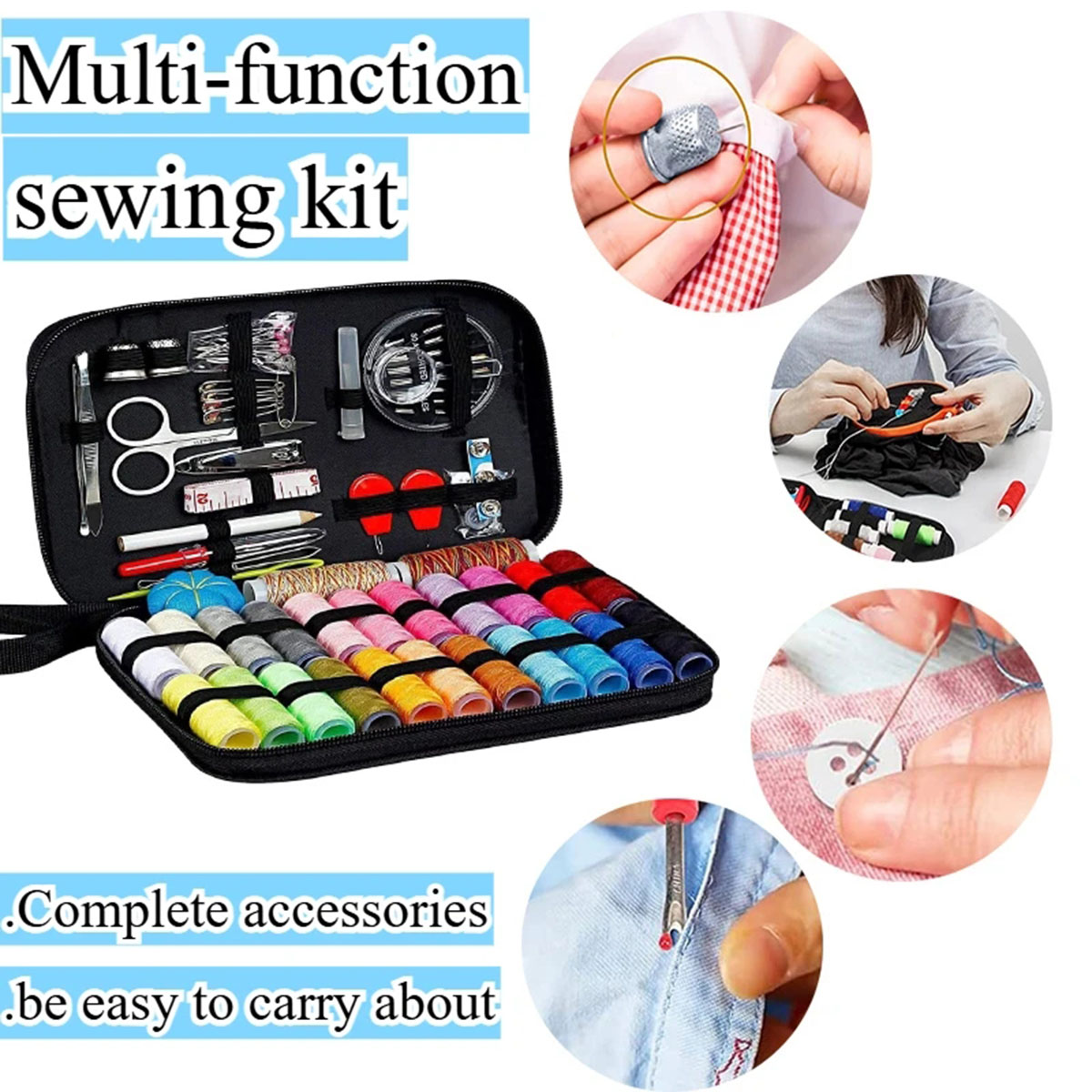 DIY Sewing Kits Multi function Sewing Box Set For Hand Quilting Stitching Embroidery Thread Sewing Accessories 98 Pcs