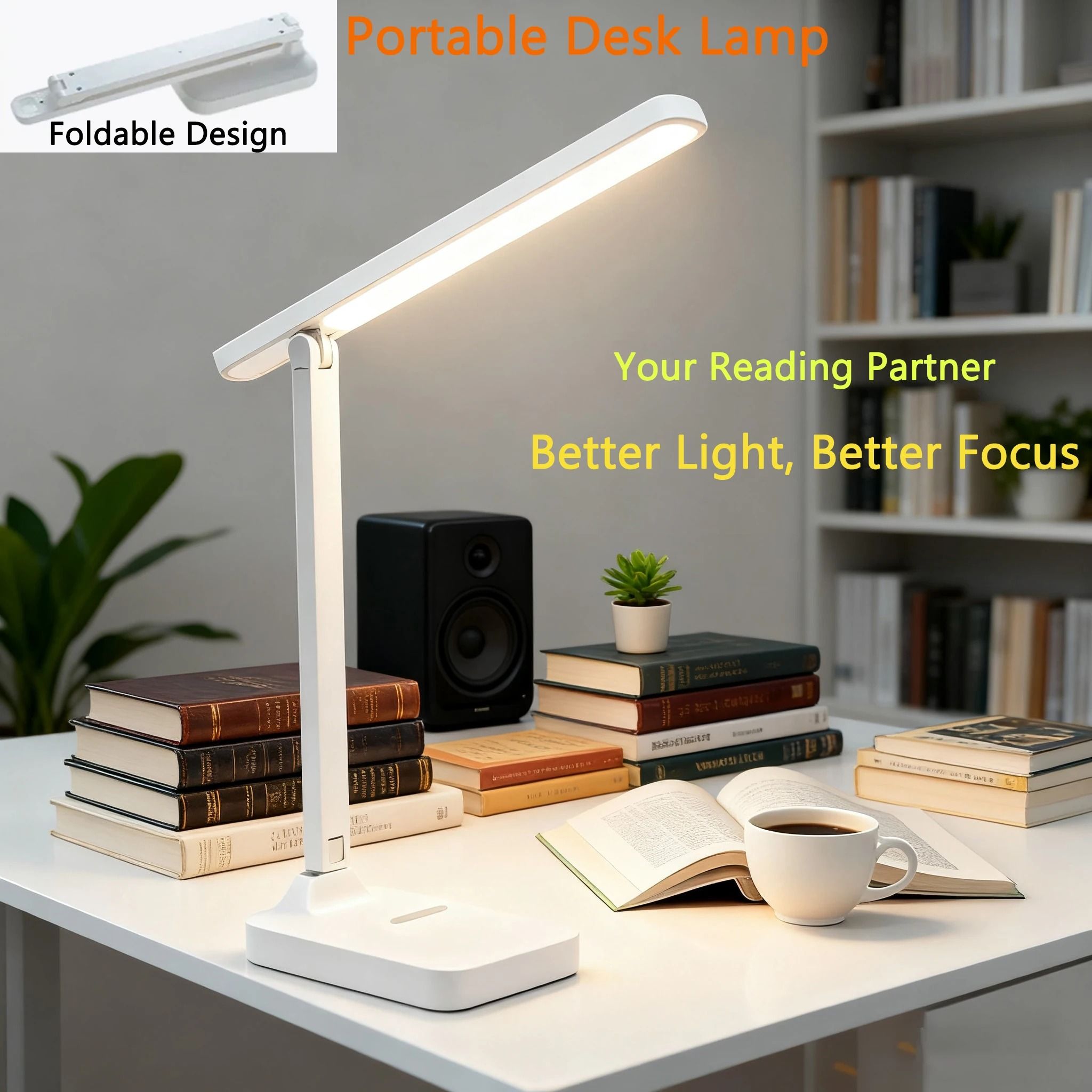 Foldable Eye Protection Desk Lamp Three Speed Dimmable Study Light rechargeable