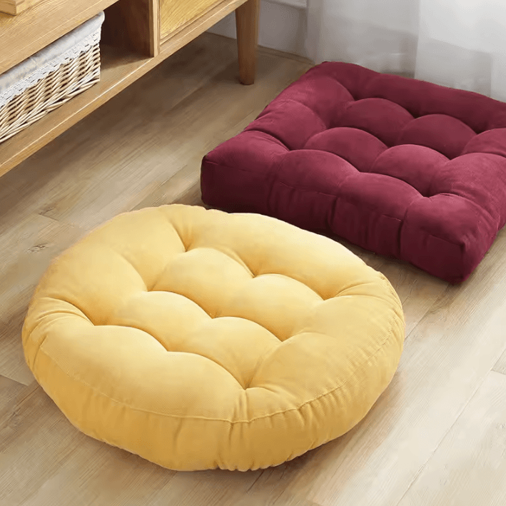 ZenNest Round Floor Cushion Large Meditation & Seating Pillow For Yoga, Living Room, Kids & Adult Comfort corduroy Pink round 16.54 Inches