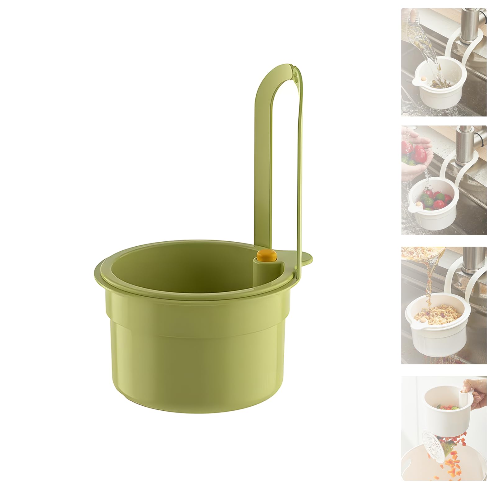 Self Cleaning Kitchen Sink Strainer Automatic Dumping Waste Catcher & Faucet Hanging Draining Basket yellow