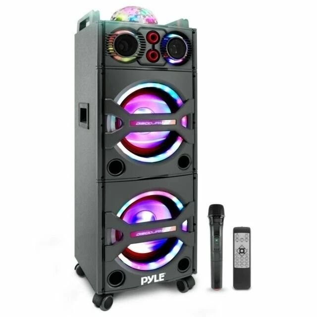 Pyle Bluetooth PA Speaker With Mic Portable MP3 USB SD FM Karaoke System For Parties Pyle Bluetooth PA Speaker With Mic Portable MP3 USB SD FM Karaoke System For Parties