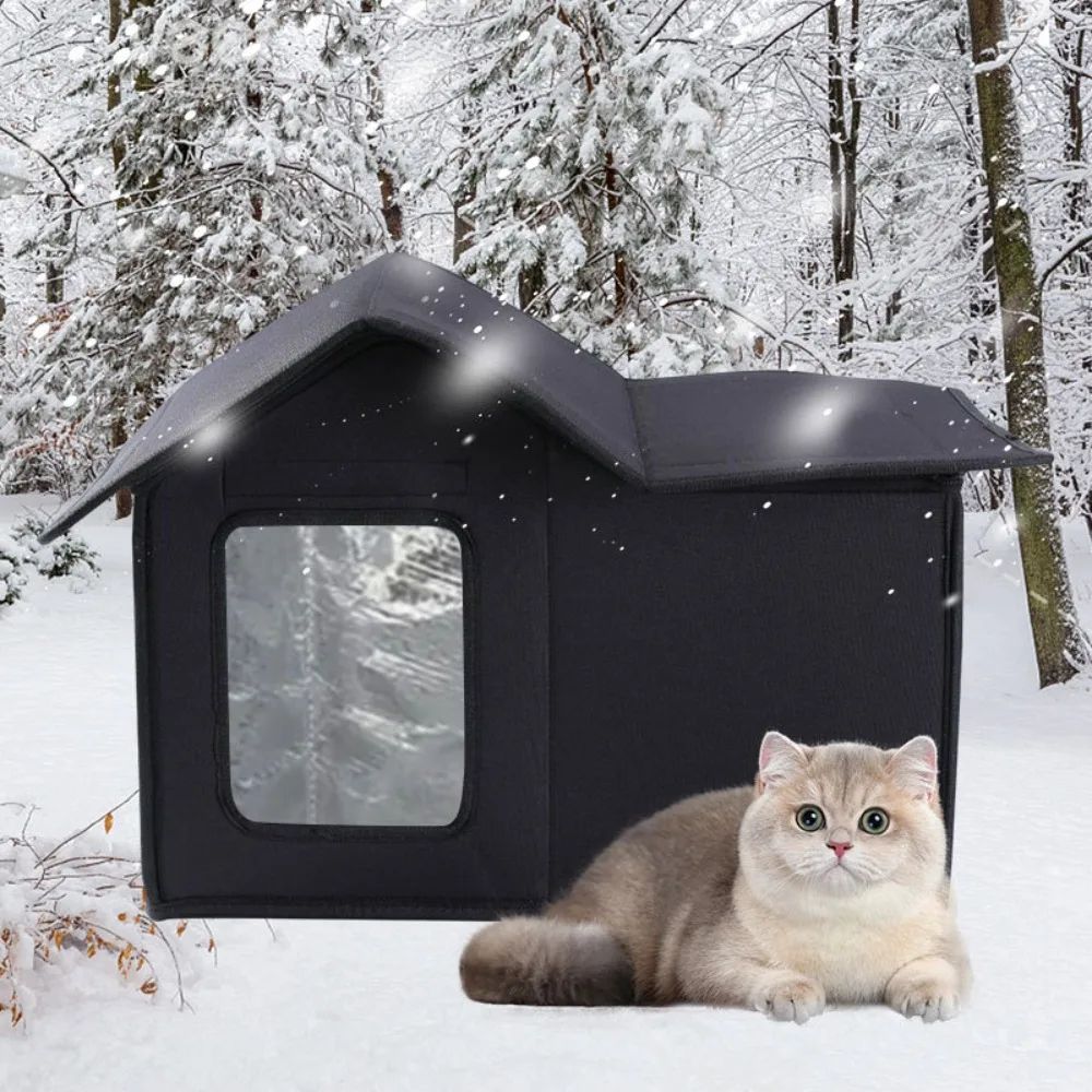 WeatherSafe Waterproof Outdoor Cat House Removable & Washable Pet Shelter For Cats & Small Dogs green