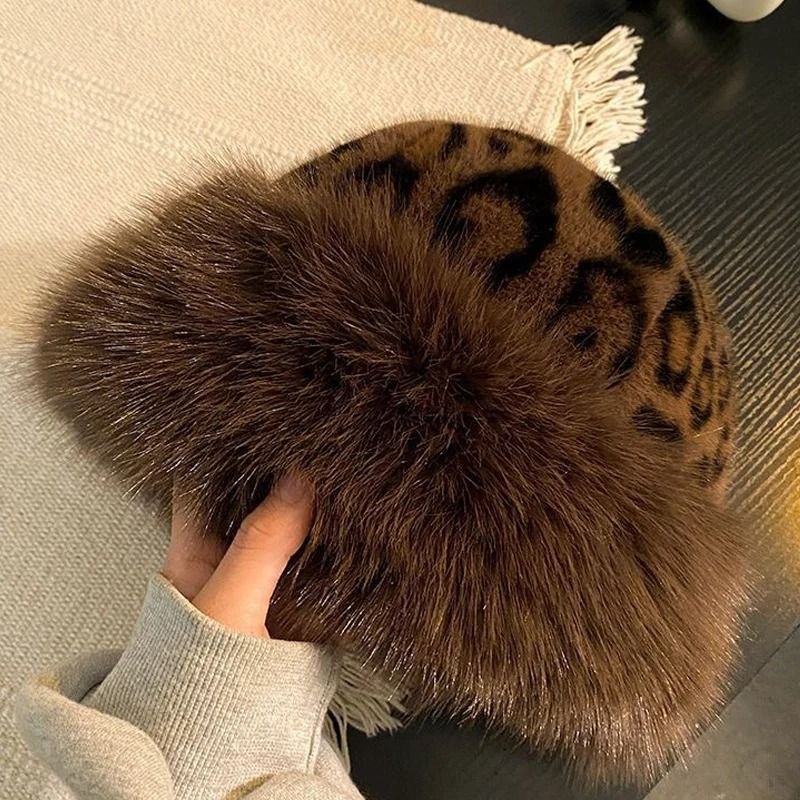 Plush Thermal Winter Fisherman Hat With Ear Protection leopard