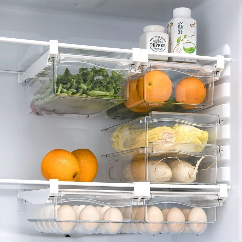Sliding Refrigerator Drawer Food Storage Box Shelf Organizer food Storage