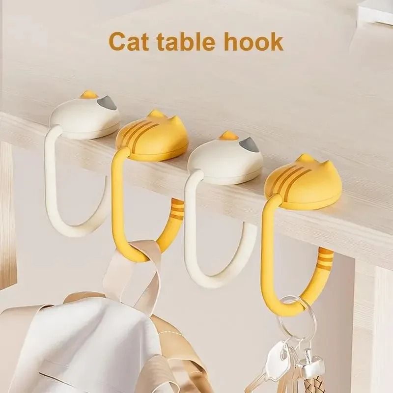 Cute Cat Tail Purse Hook Portable Table Bag Hanger white