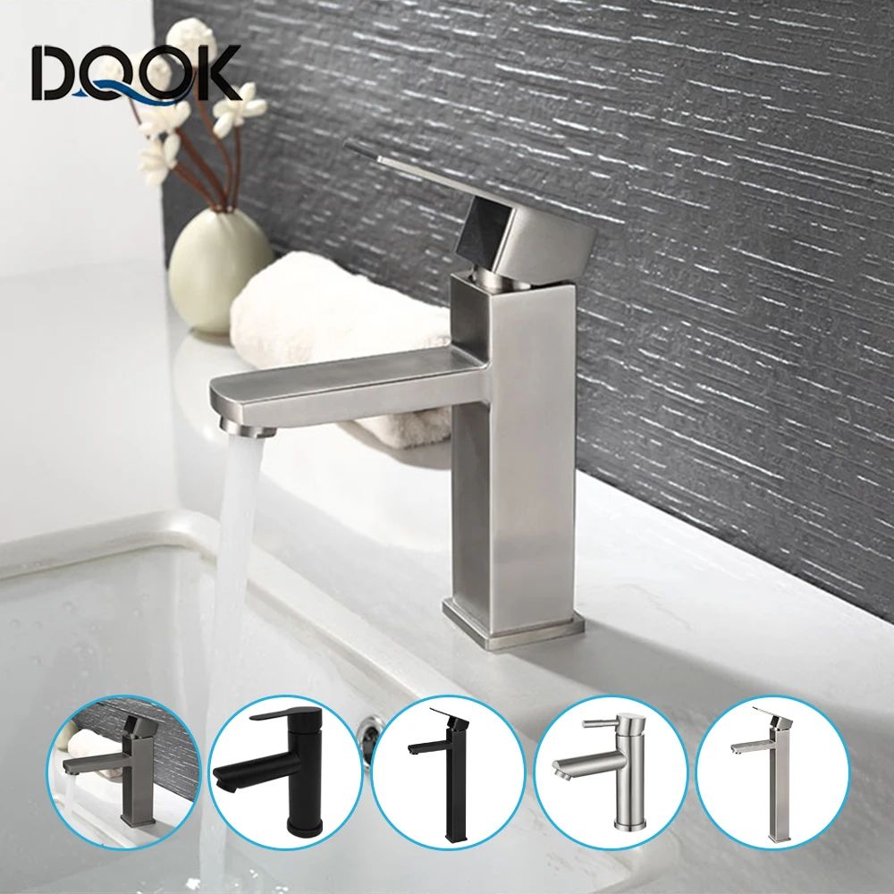 Matte Black Bathroom Sink Faucet Modern Single Handle Hot & Cold Mixer Tap dmfb high