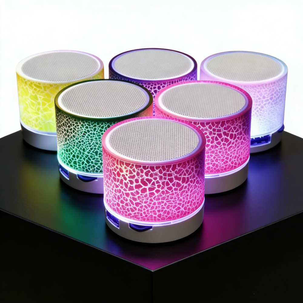 Mini Bluetooth Speaker Wireless Loudspeaker With LED Crack Effect SD Card & USB Subwoofer Portable Design white