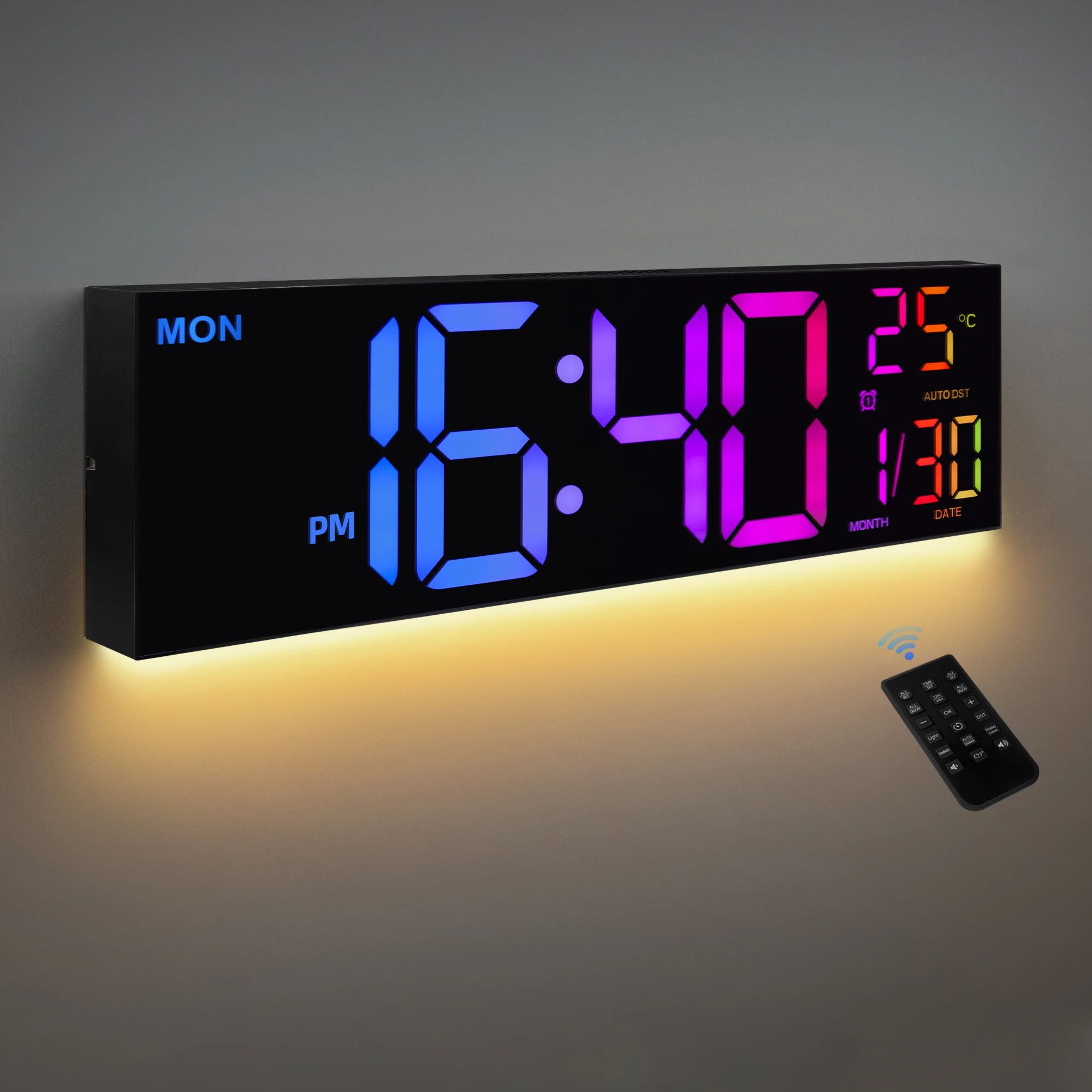 16 Inch Large RGB Digital Wall Clock black 16 Inch