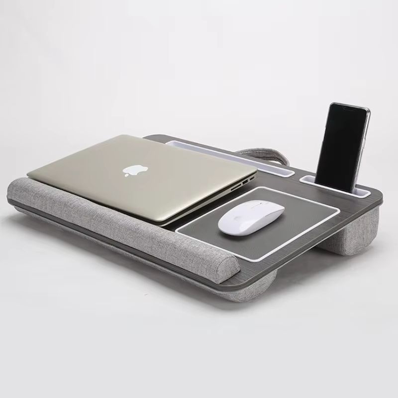 Portable Multi Purpose Laptop Desk Table With Double Groove Anti Slip Bar & Embedded Mouse Pad coffee