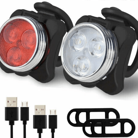 USB Rechargeable LED Bicycle Headlight & Rear Lamp Set Waterproof, Adjustable Cycling Lights USB Rechargeable LED Bicycle Headlight & Rear Lamp Set Waterproof, Adjustable Cycling Lights